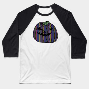 Dark Blue Stripes Halloween Horror Pumpkin Baseball T-Shirt